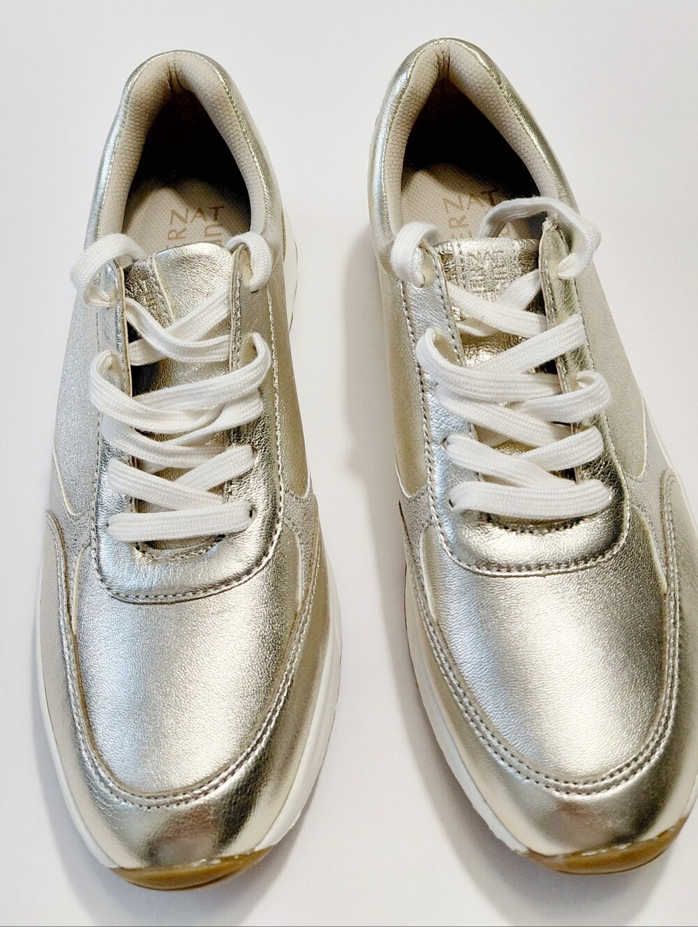 NATURALIZER Women's Shay  Metallic Gold  Lace-Up Sneakers Size 8.5M
